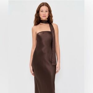 Reformation Brown Oren Silk Dress